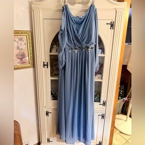 JJs House Blue Wedding Dress with Floral Embellishments